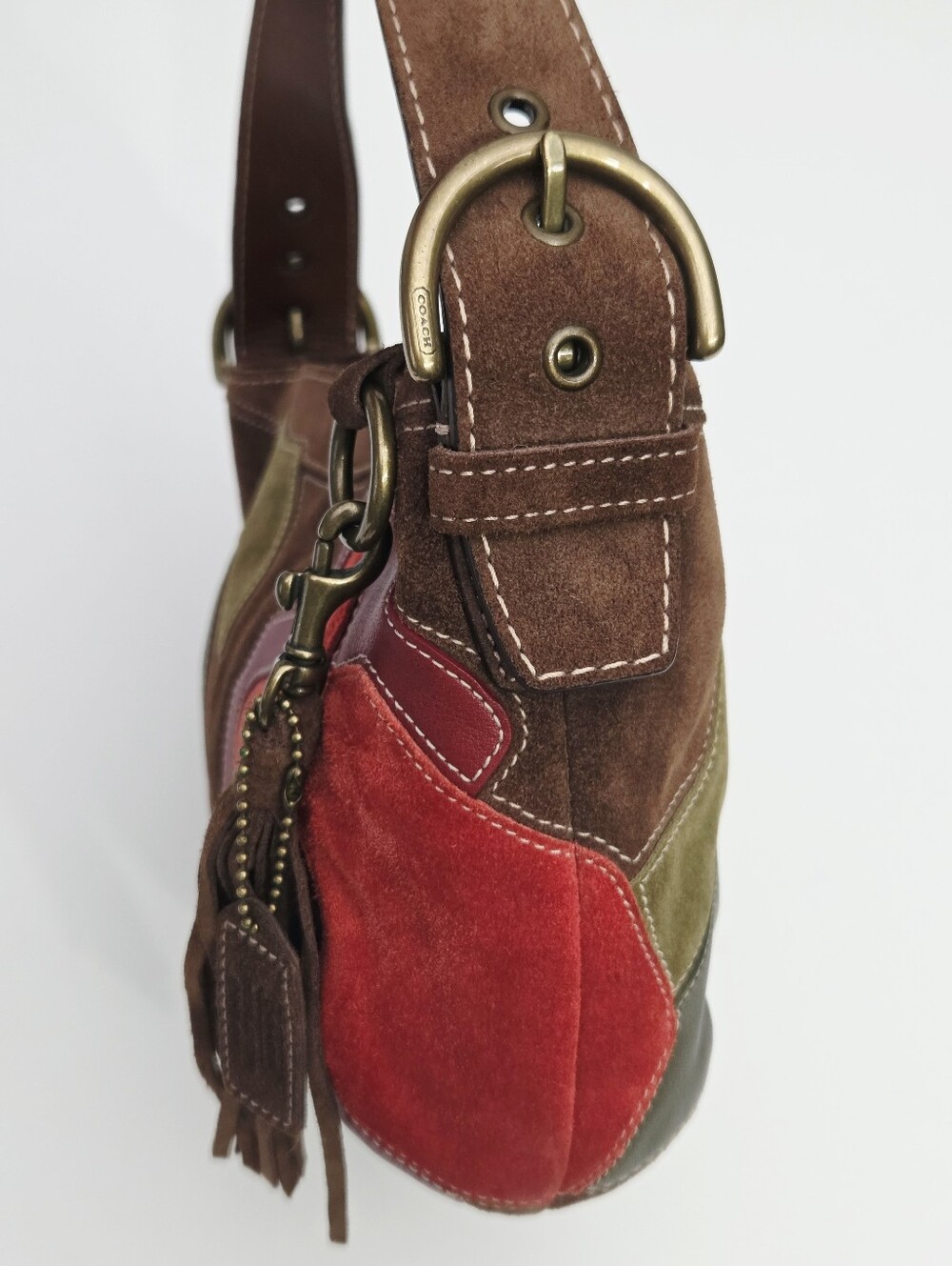 EXCELLENT RARE VINTAGE COACH POPPY FOR PEACE SUEDE HOBO AND WRISTLET - Picture 6 of 11